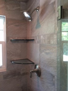 Shower glass shelves
