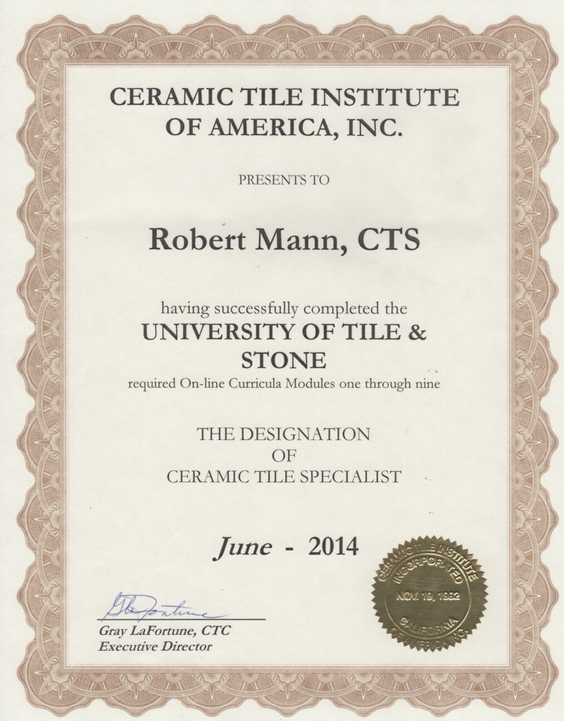Certificite for Ceramic tile