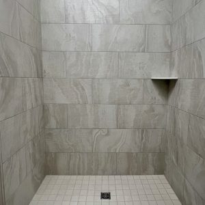 Ivory modern tiled shower stall